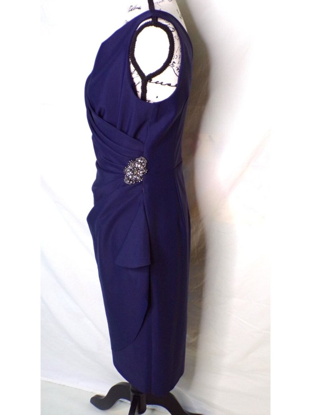 🆕ALEX EVENINGS Side Ruched Cocktail Dress Navy Blue 16 - Picture 6 of 8